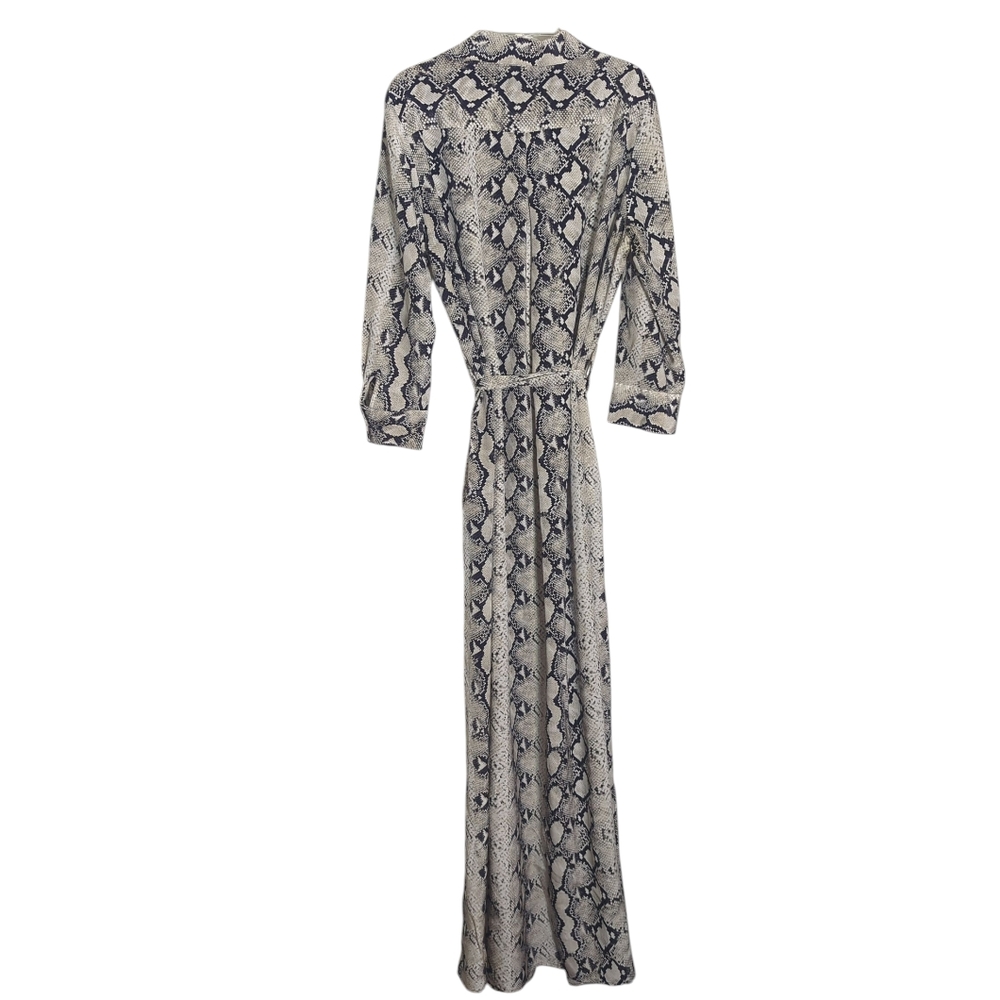 L'Agence Womens Maxi Dress Cameron Shirt 100% Silk Snake Python Print Medium - Picture 16 of 17